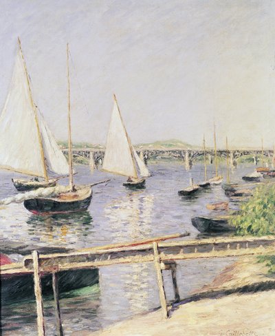 Segelboote in Argenteuil, um 1888 von Gustave Caillebotte